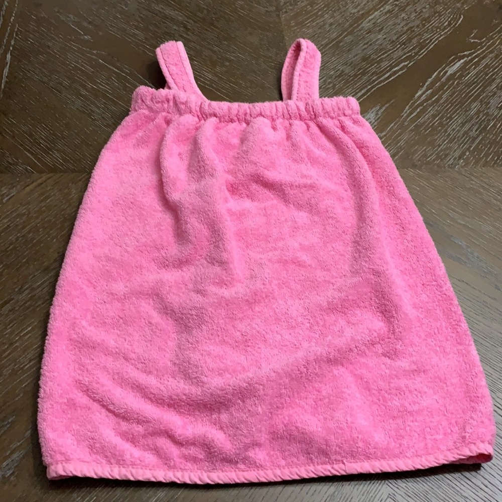Cute Pampered Princess pink bath towel wrap/robe with shoulder straps for girls - Picture 9 of 15